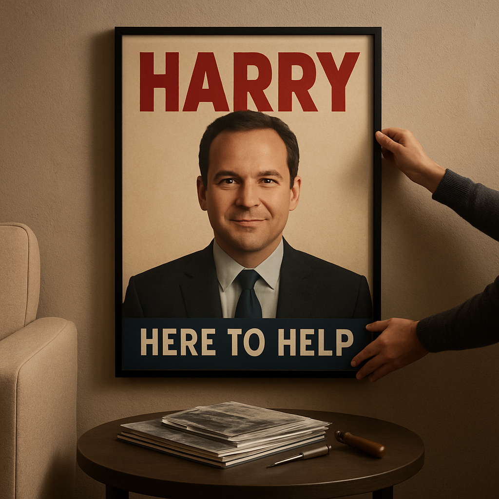 Harry He's Here to Help 2000 Poster Care Tips