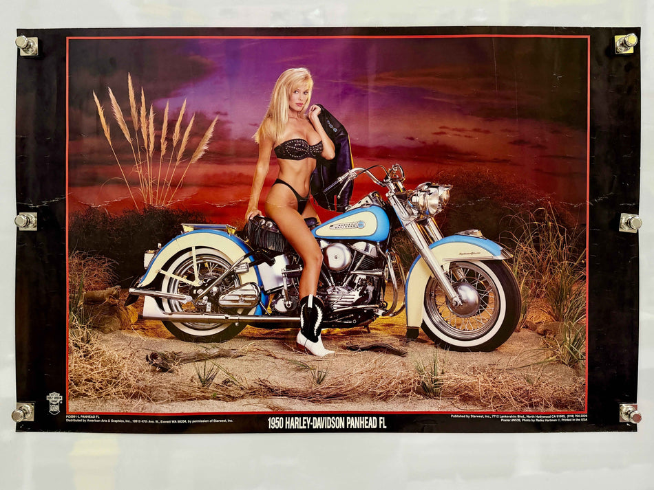 1950 HARLEY-DAVIDSON PANHEAD FL Motorcycle Poster 34x22 Rolled