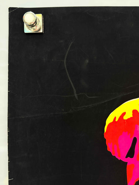 Vintage 1970s Cocorico Graphics "Flaming Love" Blacklight Poster Warren Dillon Flocked 22x30
