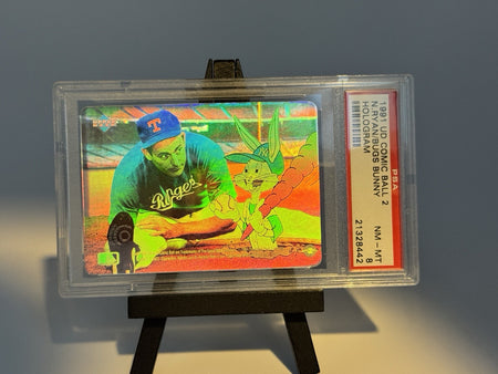 1991 UPPER DECK COMIC BALL 2 HOLOGRAMS NOLAN RYAN-BUGS BUNNY PSA 8