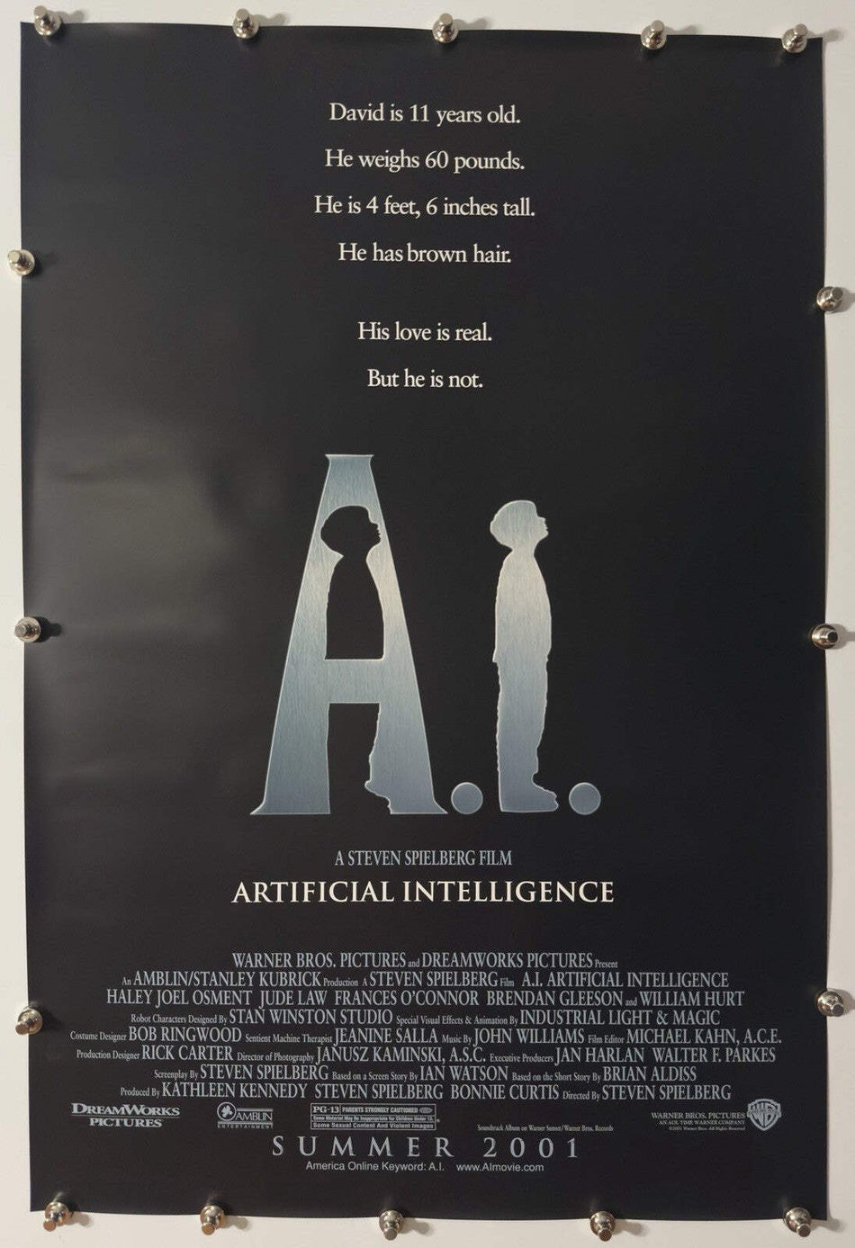 A.I. Artificial Intelligence - Original Movie Poster - 2001 - Rolled DS