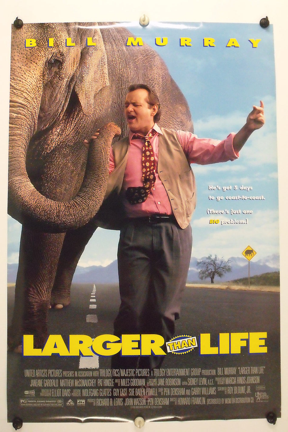 LARGER THAN LIFE 1996 Original Movie Poster 27x40 DS Rolled Style A Bill Murray - Joe's Geek VLT