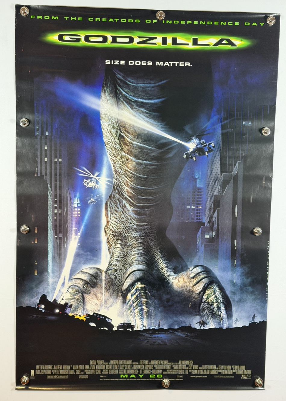 GODZILLA 1998 Original Movie Poster 27x40 DS Rolled Matthew Broderick - Joe's Geek VLT