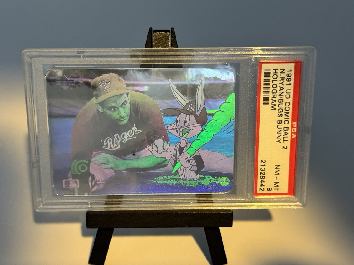 1991 UPPER DECK COMIC BALL 2 HOLOGRAMS NOLAN RYAN-BUGS BUNNY PSA 8
