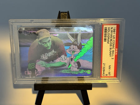 1991 UPPER DECK COMIC BALL 2 HOLOGRAMS NOLAN RYAN-BUGS BUNNY PSA 8
