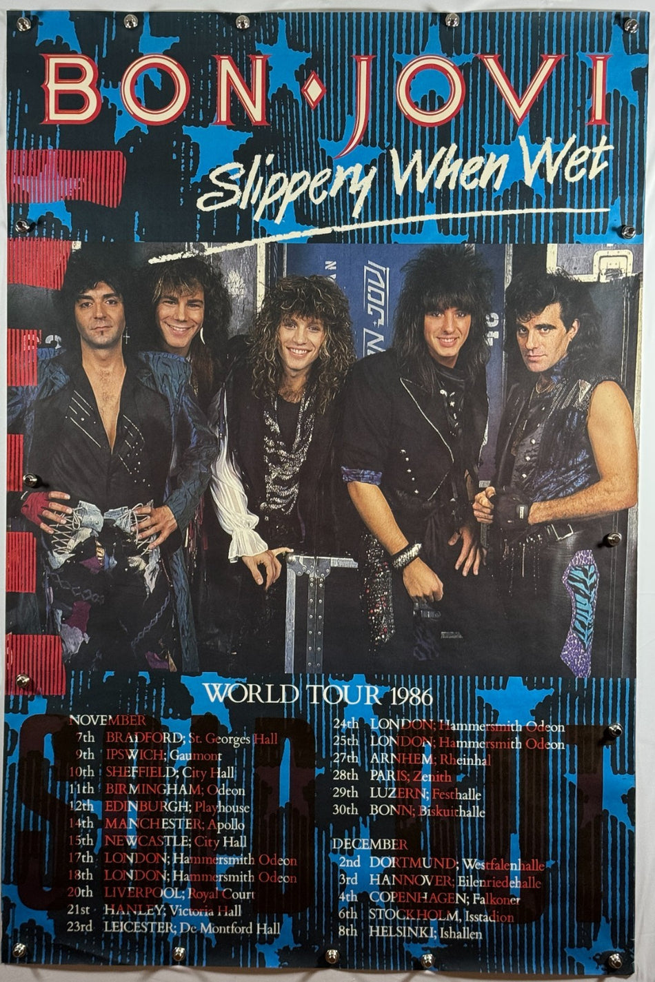 *NOS* Bon Jovi Slippery When Wet 1986 UK Tour Subway Advertising Poster