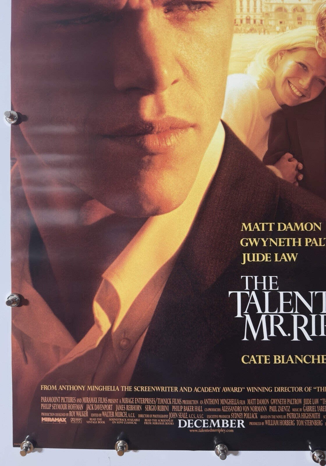 The Talented Mr. Ripley - Original Movie Poster - 1999 - Rolled DS