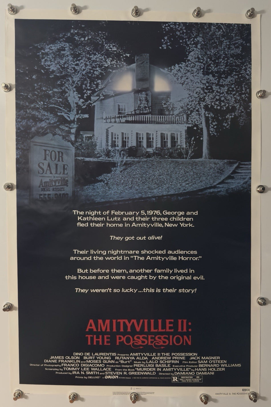 AMITYVILLE II: THE POSSESSION 1982 Original Movie Poster 27x40 SS Rolled Burt Young