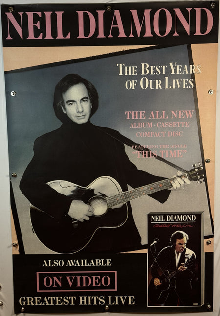 NEIL DIAMOND Best Years Of Our Lives 1988 ORIGINAL 40x60 Promo Poster - RARE