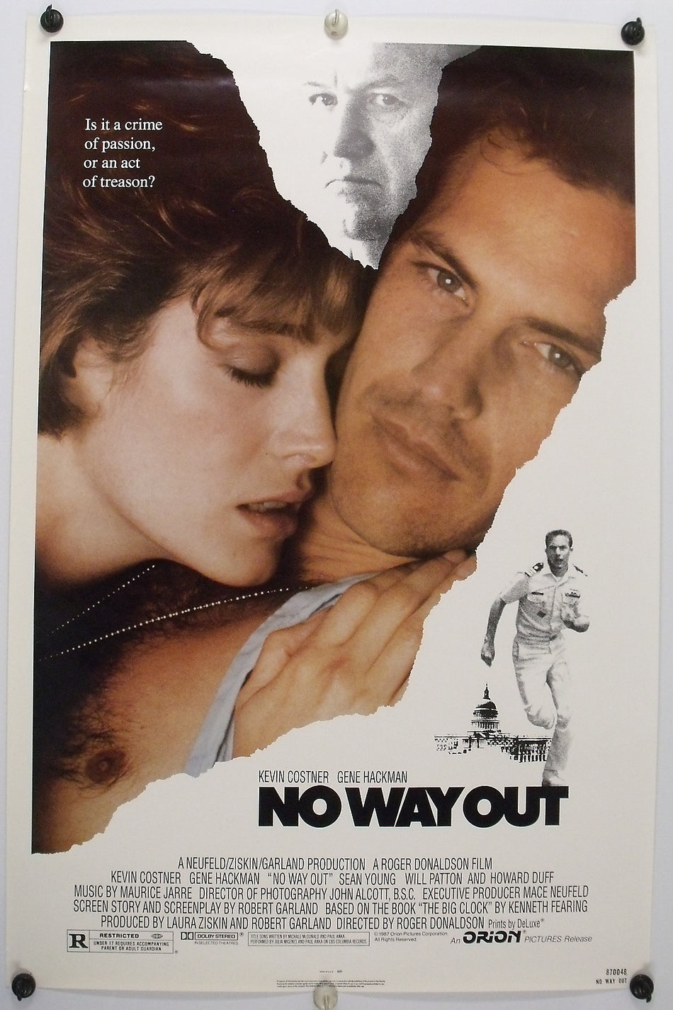NO WAY OUT 1987 Original Movie Poster 27x41 SS Rolled Kevin Costner - Joe's Geek VLT