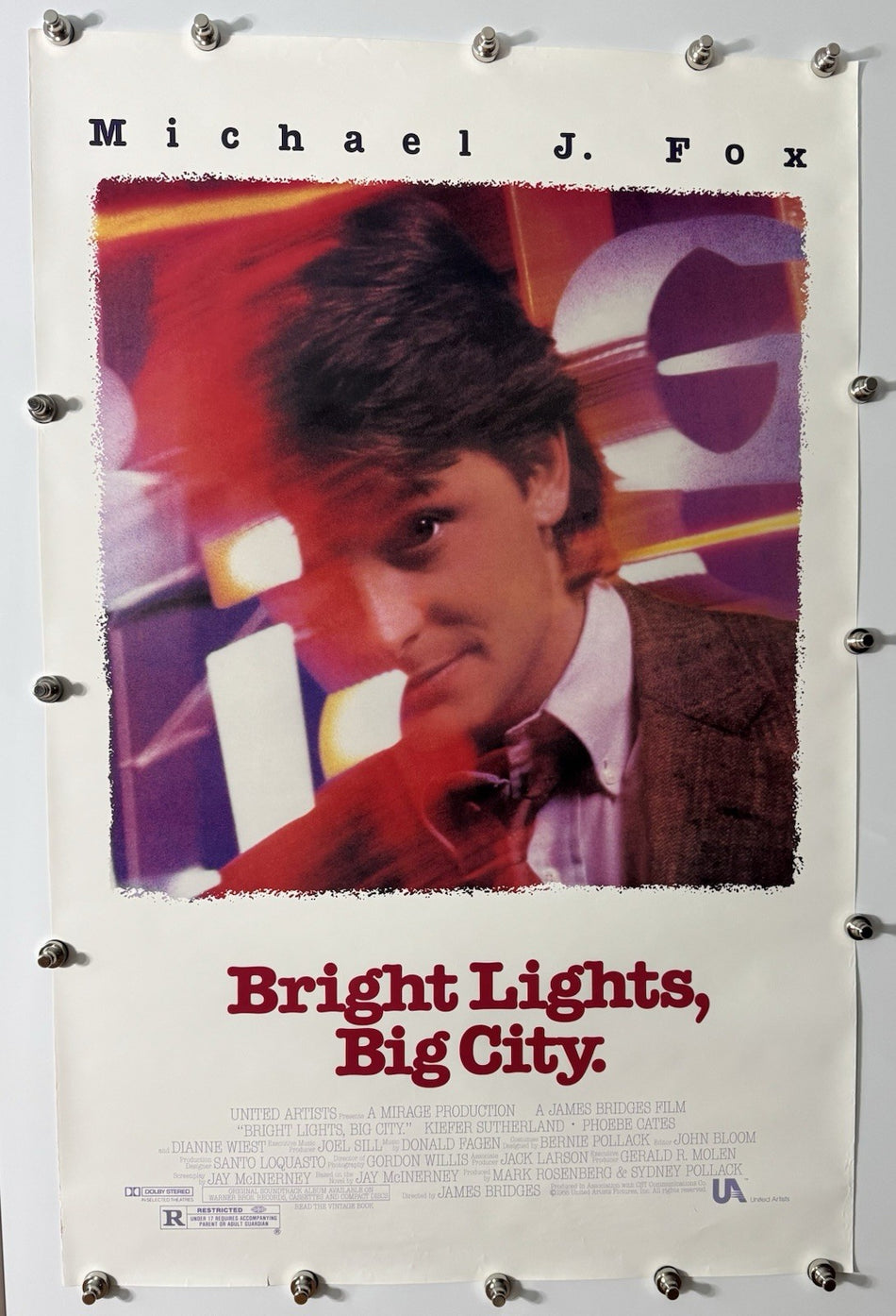 BRIGHT LIGHTS, BIG CITY 1988 Original Movie Poster 27x40 SS Rolled Michael J. Fox