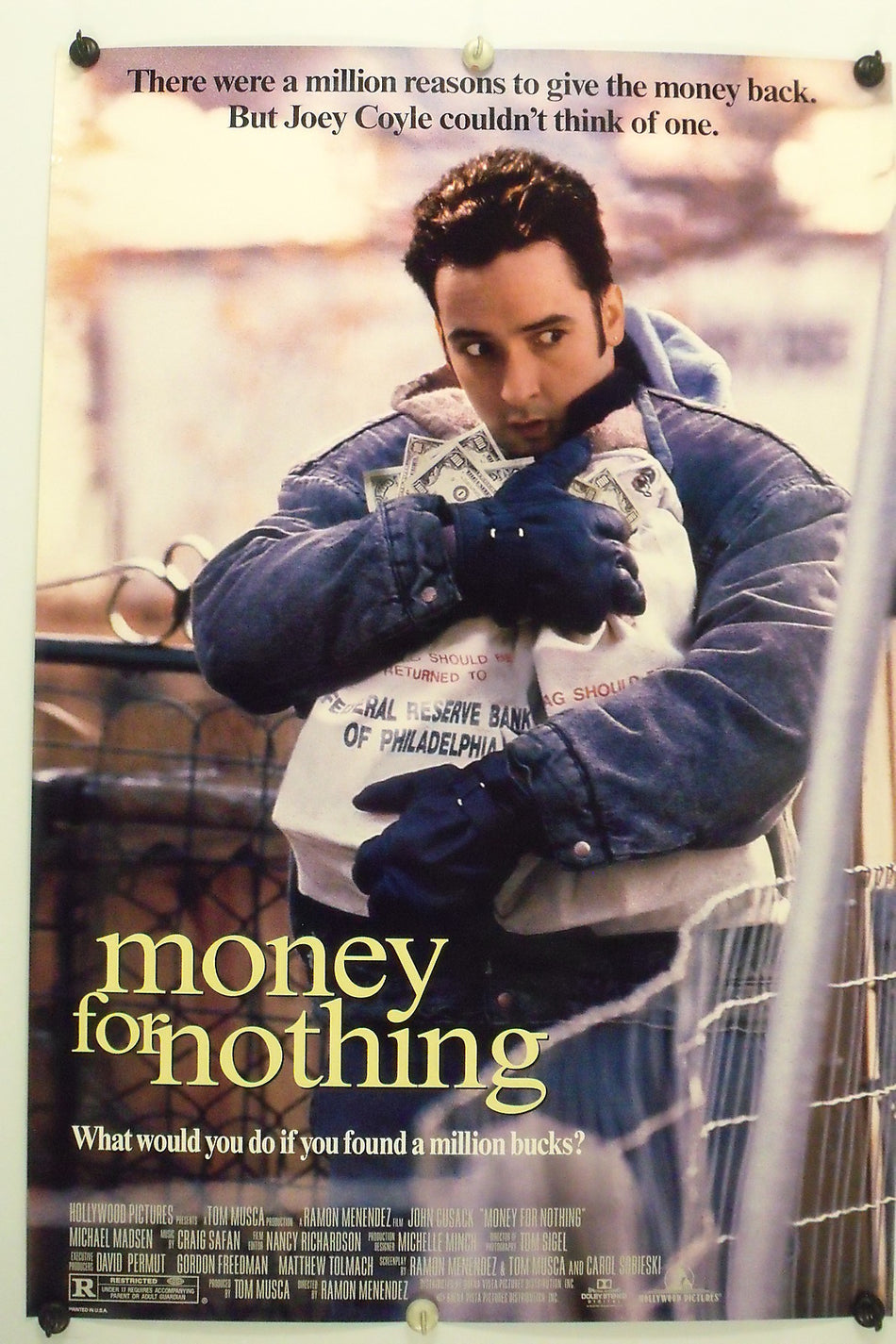 MONEY FOR NOTHING 1993 Original Movie Poster 27x40 DS Rolled John Cusack - Joe's Geek VLT