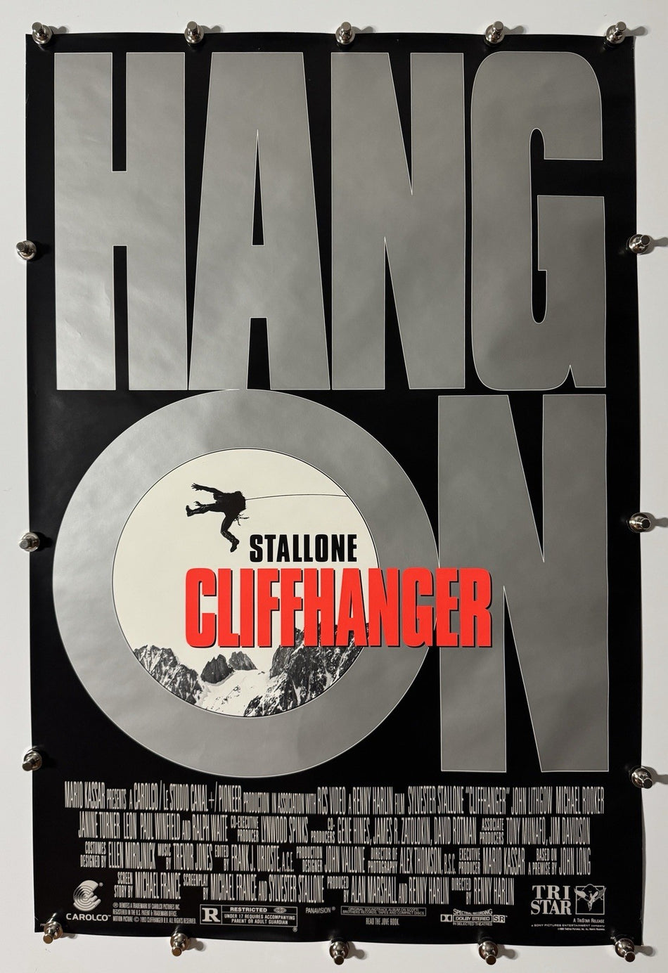 CLIFFHANGER 1993 Original Movie Poster 27x40 SS Rolled Sylvester Stallone - Joe's Geek VLT