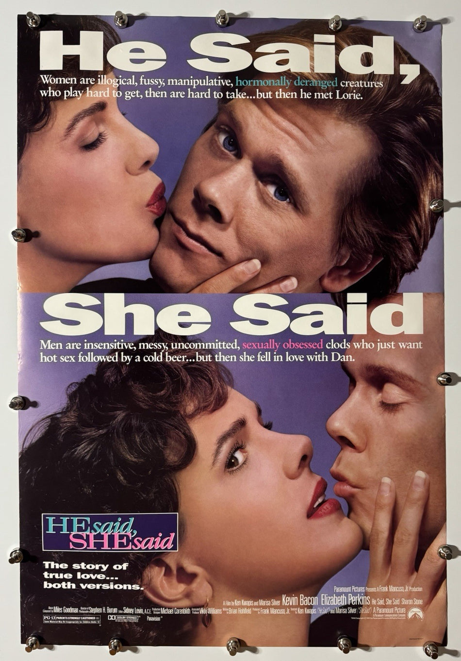 HE SAID, SHE SAID 1991 Original Movie Poster 27x40 DS Rolled Kevin Bacon - Joe's Geek VLT
