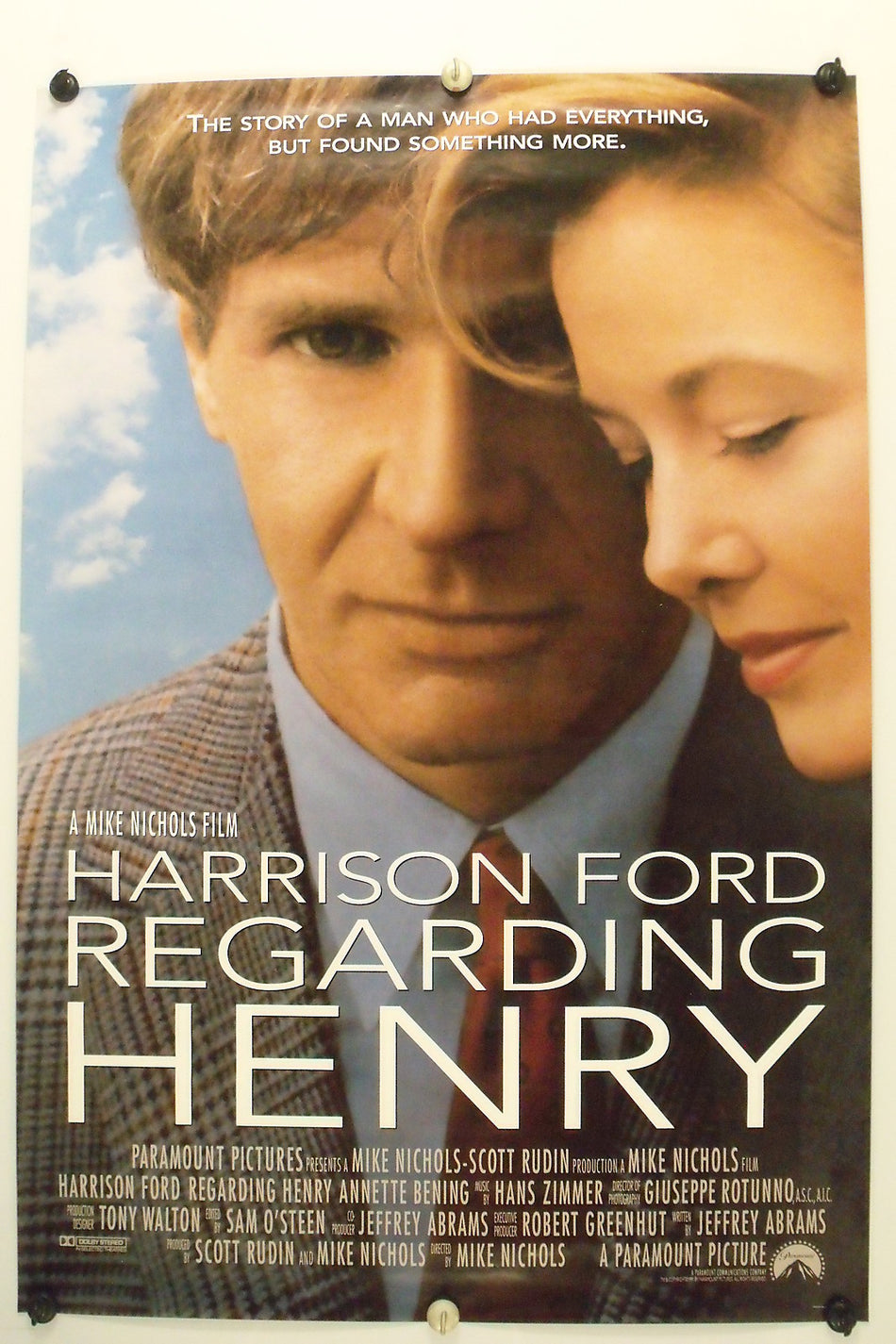 REGARDING HENRY 1991 Original Movie Poster 27x40 DS Rolled Harrison Ford - Joe's Geek VLT