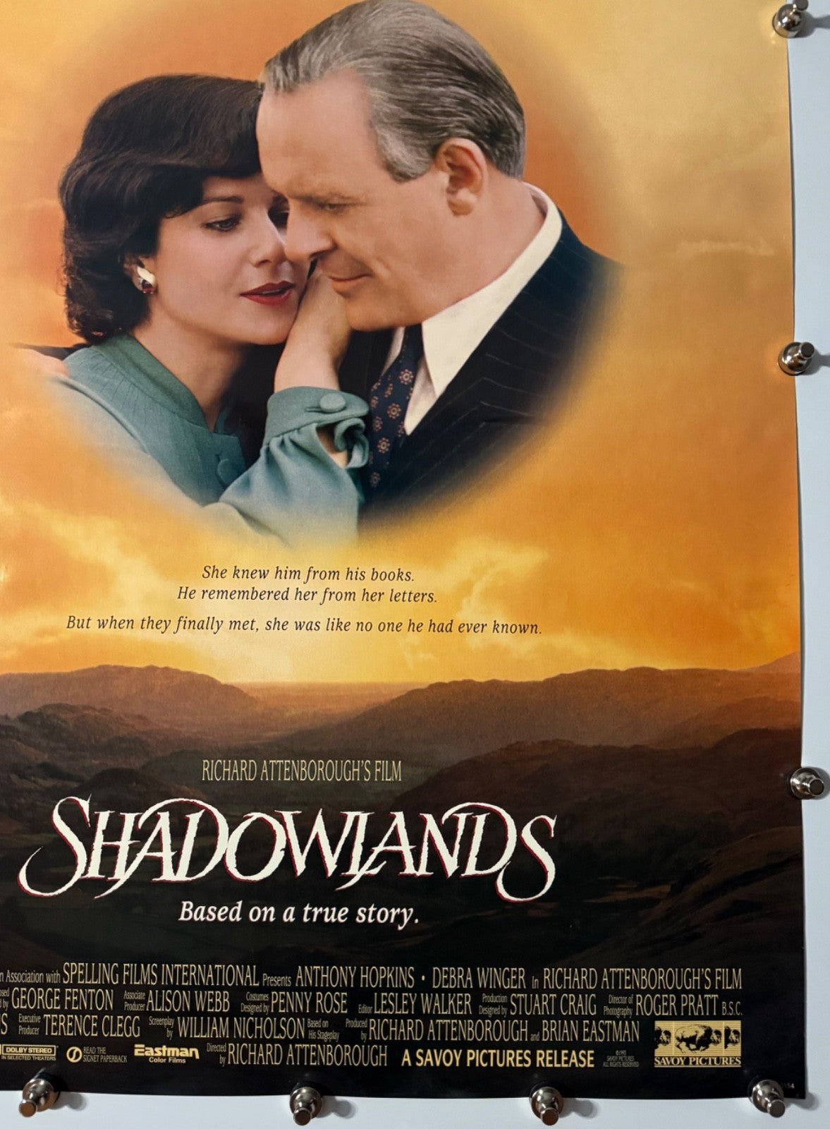 SHADOWLANDS 1993 Original Movie Poster 27x40 SS Rolled Anthony Hopkins - Joe's Geek VLT