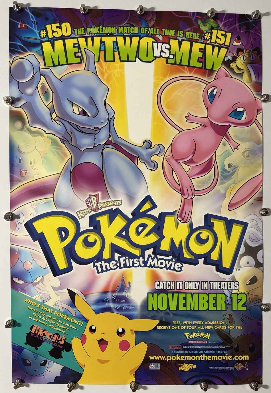 POKÉMON: THE FIRST MOVIE 1999 Original Movie Poster 27x40 DS Rolled Pikachu