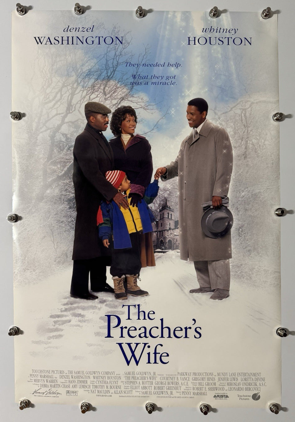 THE PREACHER'S WIFE 1996 Original Movie Poster 27x40 DS Rolled Denzel Washington Style B