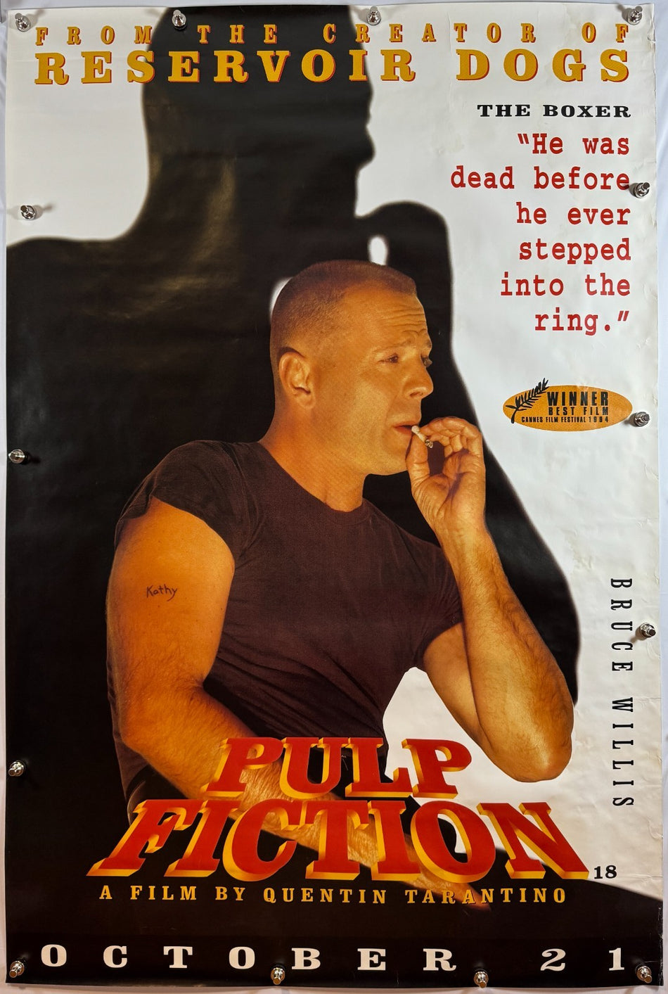 Pulp Fiction 1994 Original Movie Poster 40x60 Rolled The Boxer Bruce Willis Cannes Winner - Joe's Geek VLT