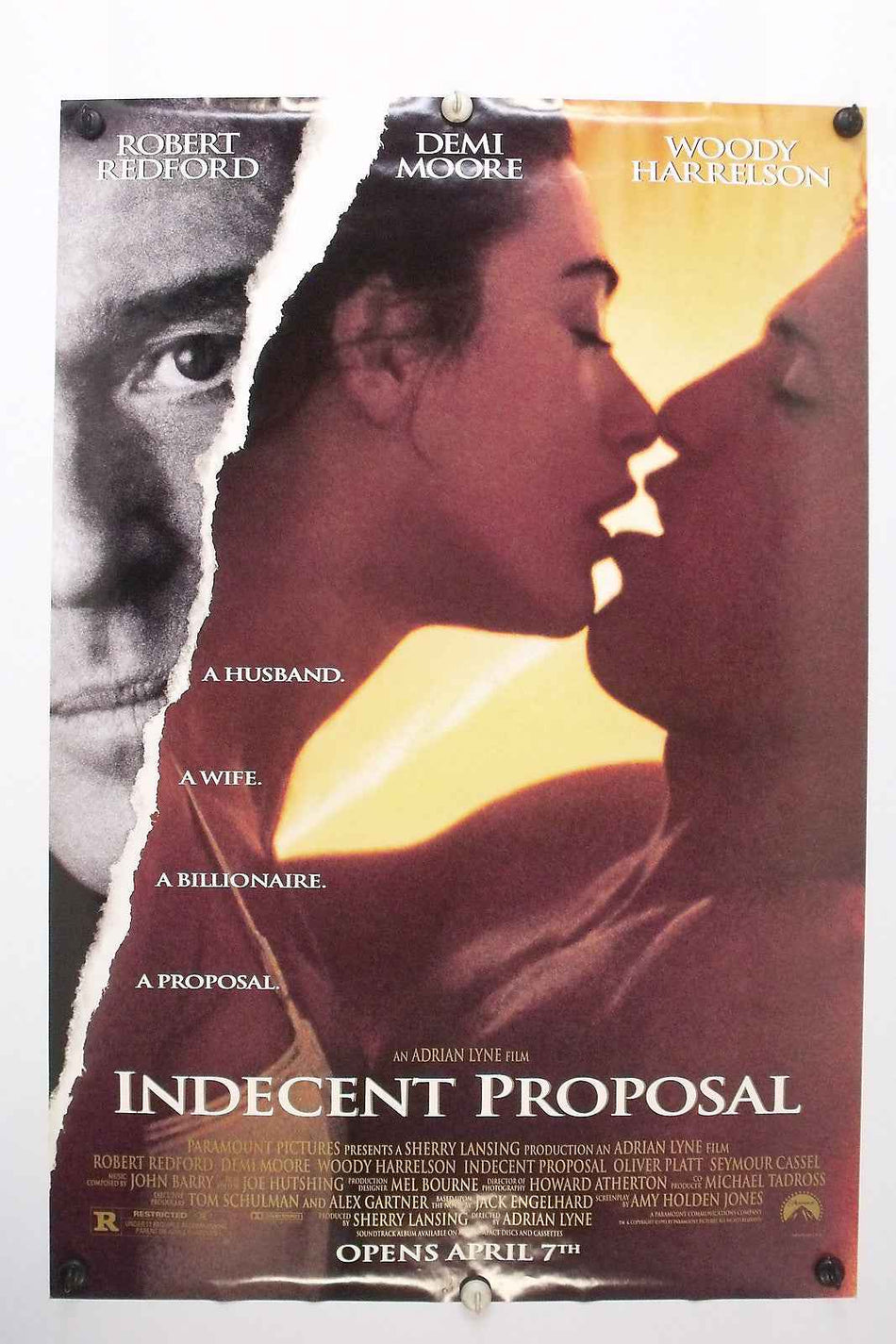 INDECENT PROPOSAL 1993 Original Movie Poster 27x40 DS Rolled Robert Redford - Joe's Geek VLT