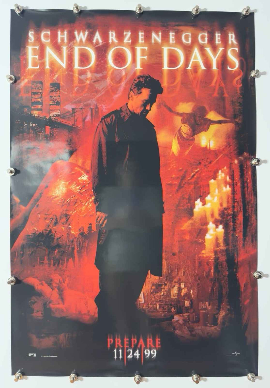 END OF DAYS 1999 Original Movie Poster 27x40 DS Rolled Arnold Schwarzenegger - Joe's Geek VLT
