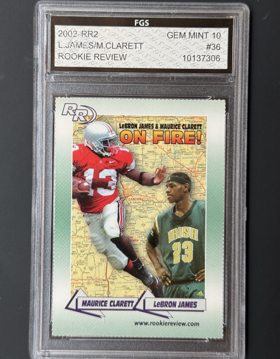 2002 RR2 Lebron James Maurice Clarett #36 Rookie Review Gem Mint Grade 10 Trading Card