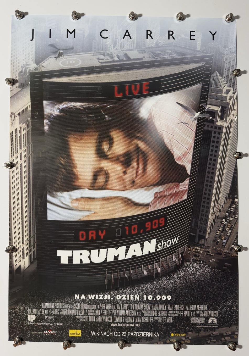 THE TRUMAN SHOW 1998 Original Movie Poster 27x40 SS Rolled Jim Carrey