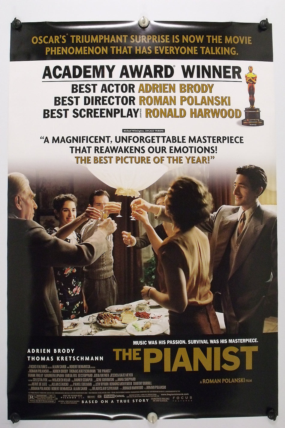 THE PIANIST 2002 Original Movie Poster 27x40 DS Rolled Adrien Brody