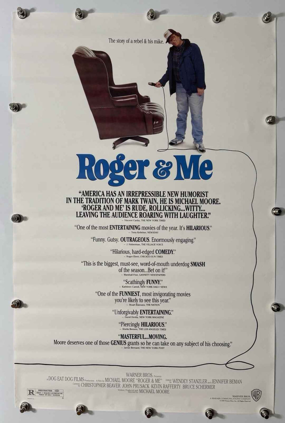 ROGER & ME 1989 Original Movie Poster 27x40 SS Rolled Michael Moore