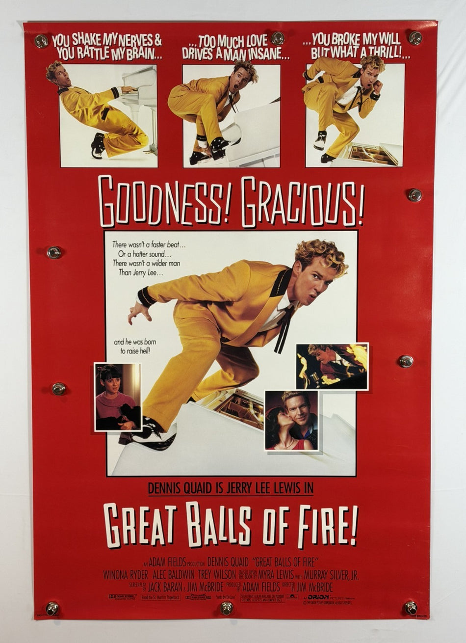GREAT BALLS OF FIRE 1989 Original Movie Poster 27x40 DS Rolled (A) Dennis Quaid - Joe's Geek VLT