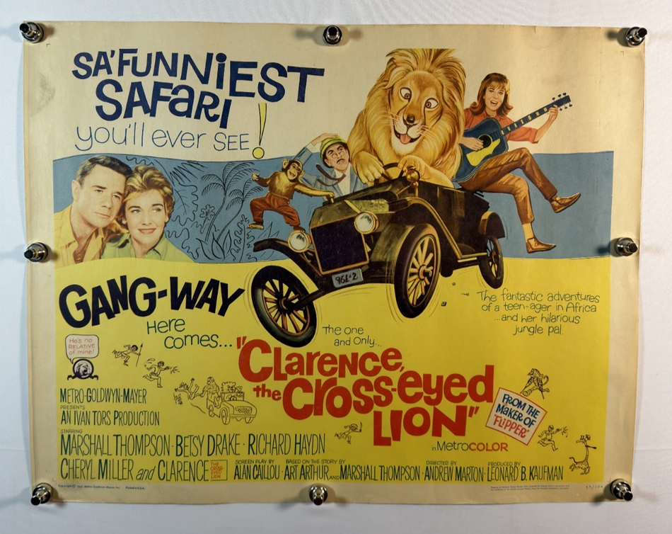 Clarence the Cross-Eyed Lion 1965 Original Movie Poster 27x41 SS Rolled Marshall Thompson - Joe's Geek VLT