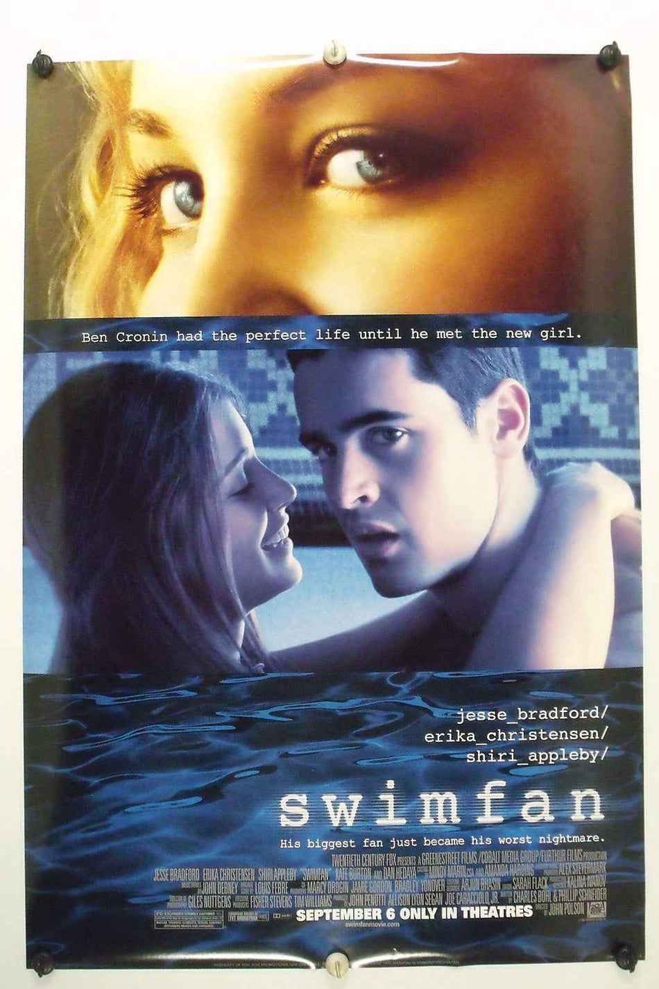 SWIMFAN 2002 Original Movie Poster 27x40 DS Rolled Jesse Bradford