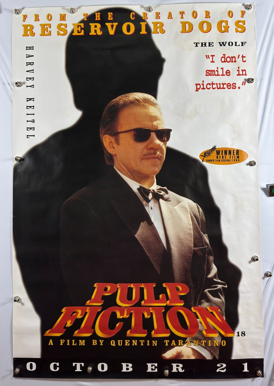 Pulp Fiction 1994 Original Movie Poster 40x60 Rolled The Wolf Harvey Keitel Cannes Winner - Joe's Geek VLT