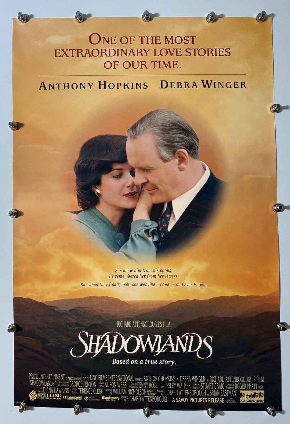 SHADOWLANDS 1993 Original Movie Poster 27x40 SS Rolled Anthony Hopkins - Joe's Geek VLT