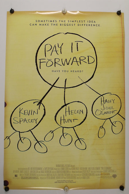 PAY IT FORWARD 2000 Original Movie Poster 27x40 DS Rolled Sketch Style B Kevin Spacey - Joe's Geek VLT