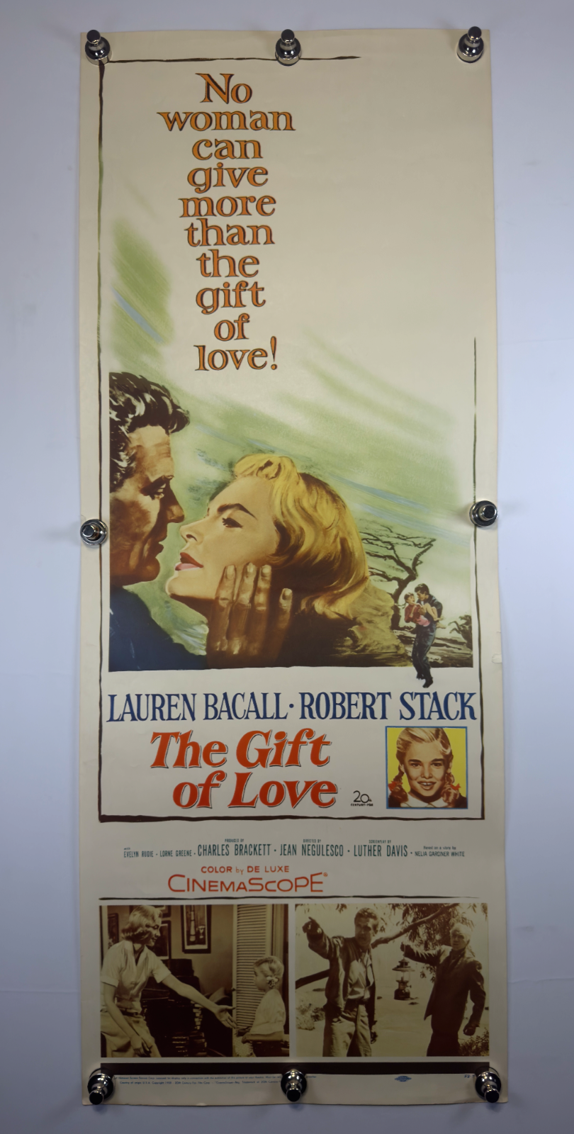THE GIFT OF LOVE 1958 Original Movie Poster 14x36 SS Rolled Lauren Bacall Robert Stack - Joe's Geek VLT