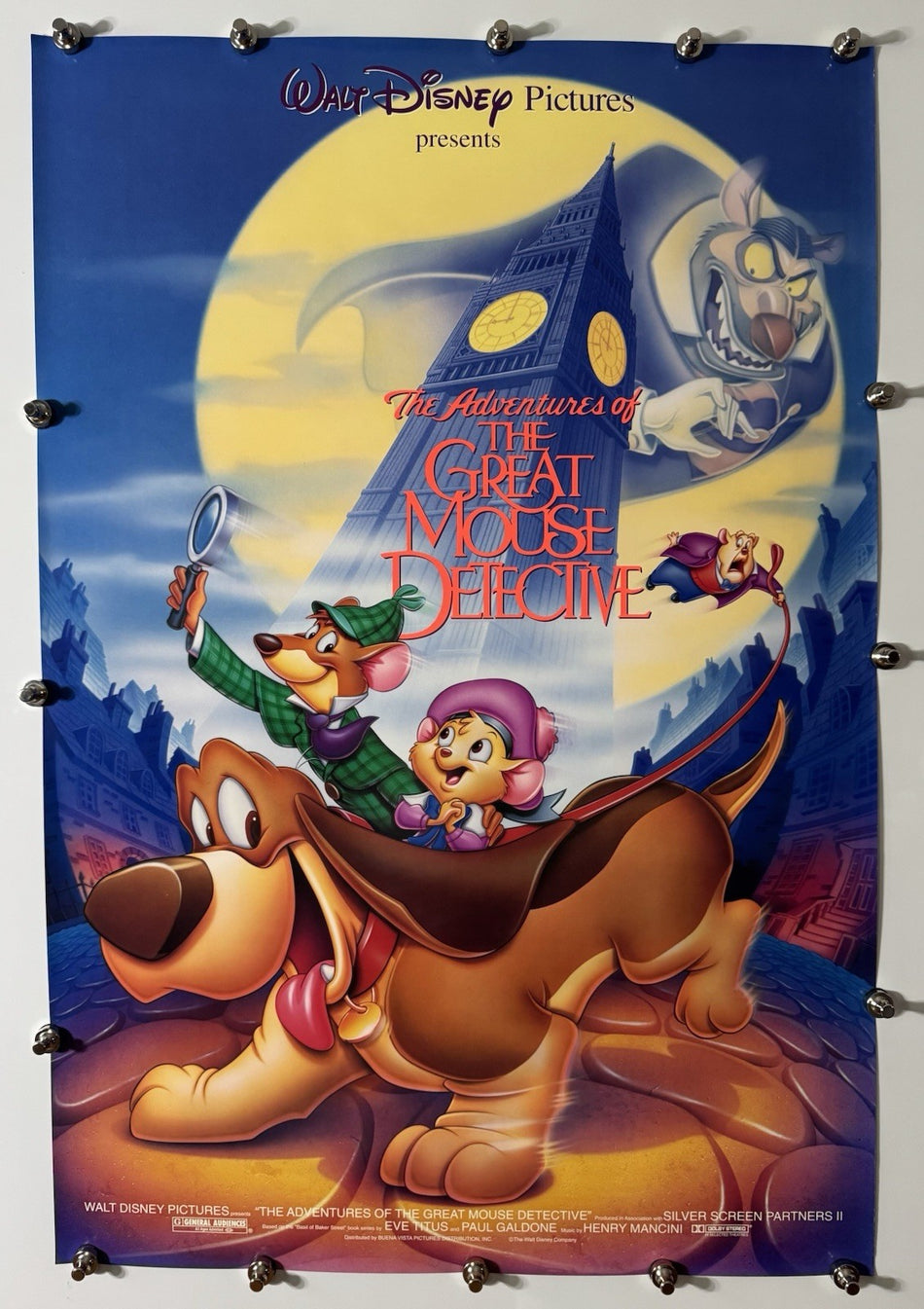 THE GREAT MOUSE DETECTIVE 1991 Original Movie Poster 27x40 DS Rolled Basil of Baker Street - Joe's Geek VLT