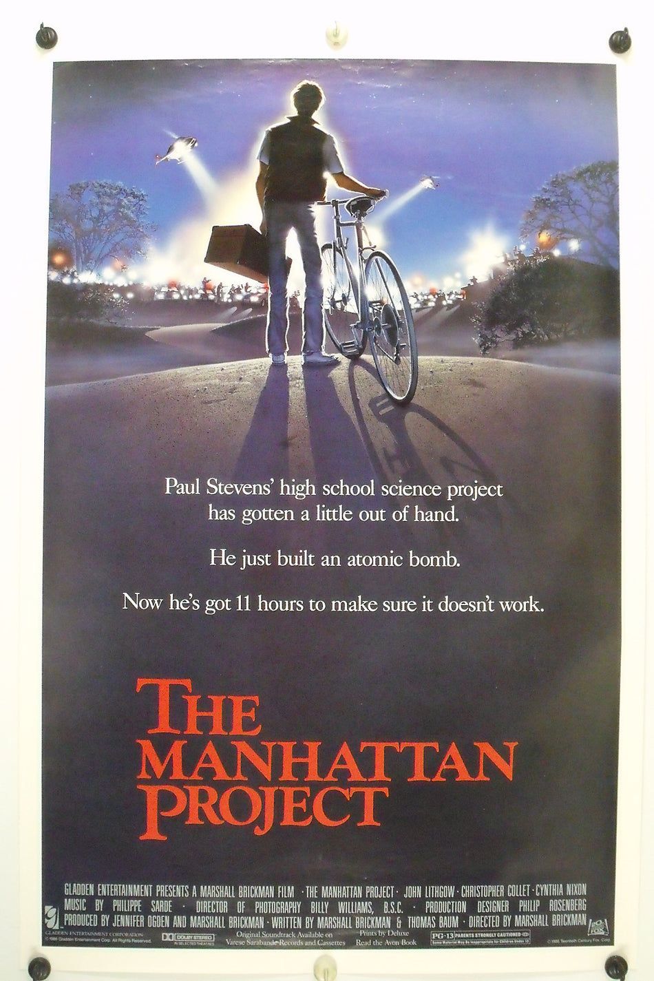 THE MANHATTAN PROJECT 1986 Original Movie Poster 27x41 SS John Lithgow