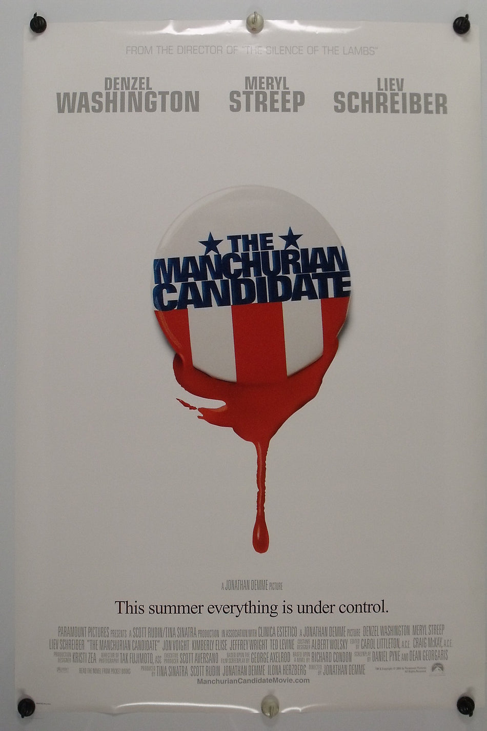 THE MANCHURIAN CANDIDATE 2004 Original Movie Poster 27x40 DS Rolled Style A Denzel Washington