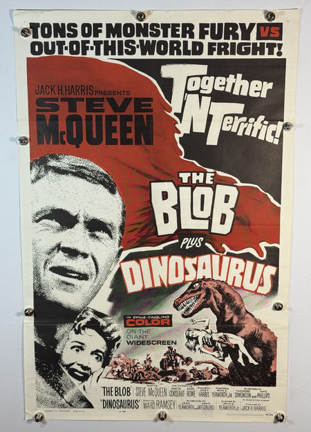 The Blob Plus Dinosaurus 1964 Original Movie Poster 27x41 Double Bill Steve McQueen **DOUBLE BILL** - Joe's Geek VLT