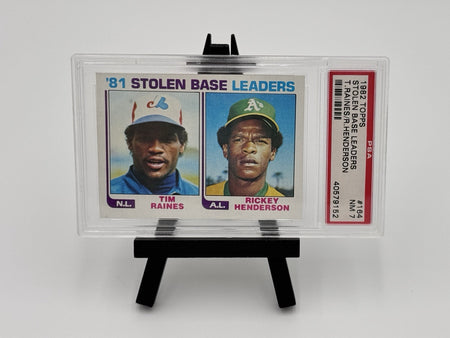 1982 Topps - League Leaders Rickey Henderson, Tim Raines #164 PSA 7