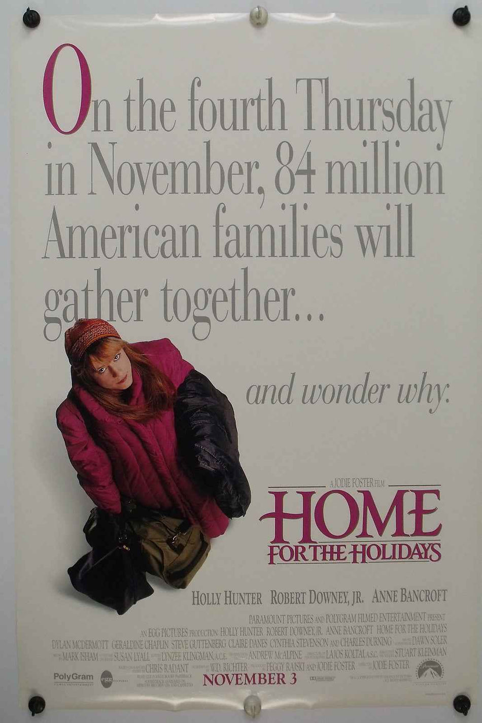 HOME FOR THE HOLIDAYS 1995 Original Movie Poster 27x40 DS Rolled Robert Downey Jr.