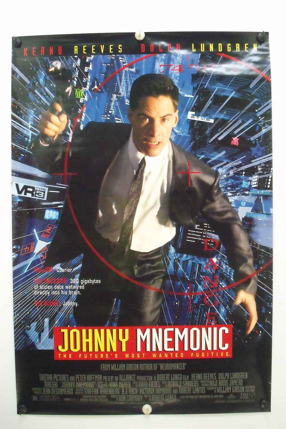 JOHNNY MNEMONIC 1995 Original Movie Poster 27x40 SS Rolled Keanu Reeves - Joe's Geek VLT