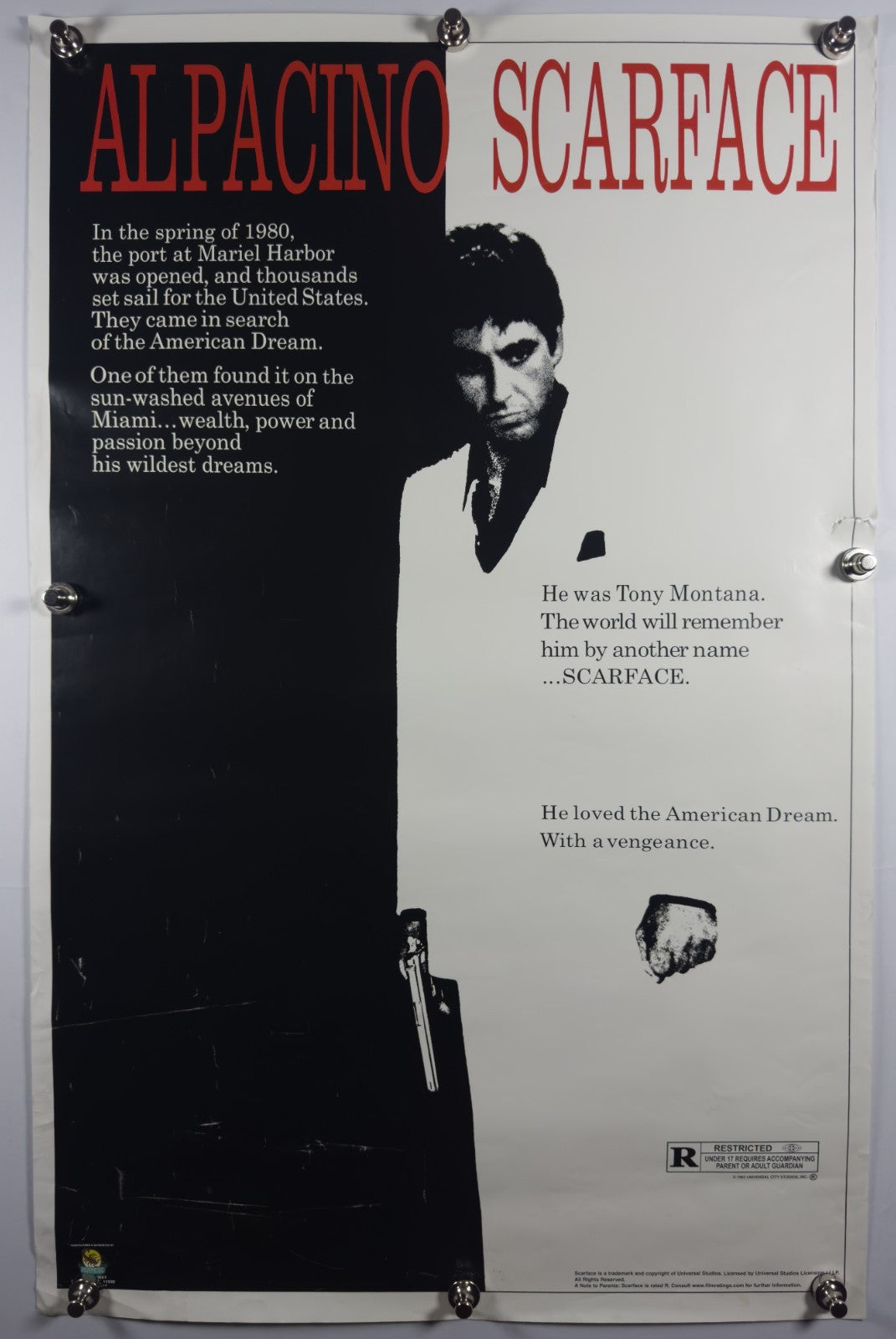 Scarface (1983) - Original Commerical Movie Poster - 27 x 40 - Rolled SS