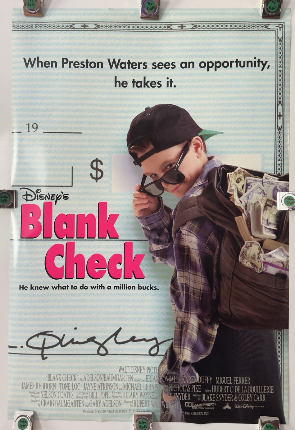 BLANK CHECK 1994 Original Movie Poster 27x40 DS Rolled Brian Bonsall