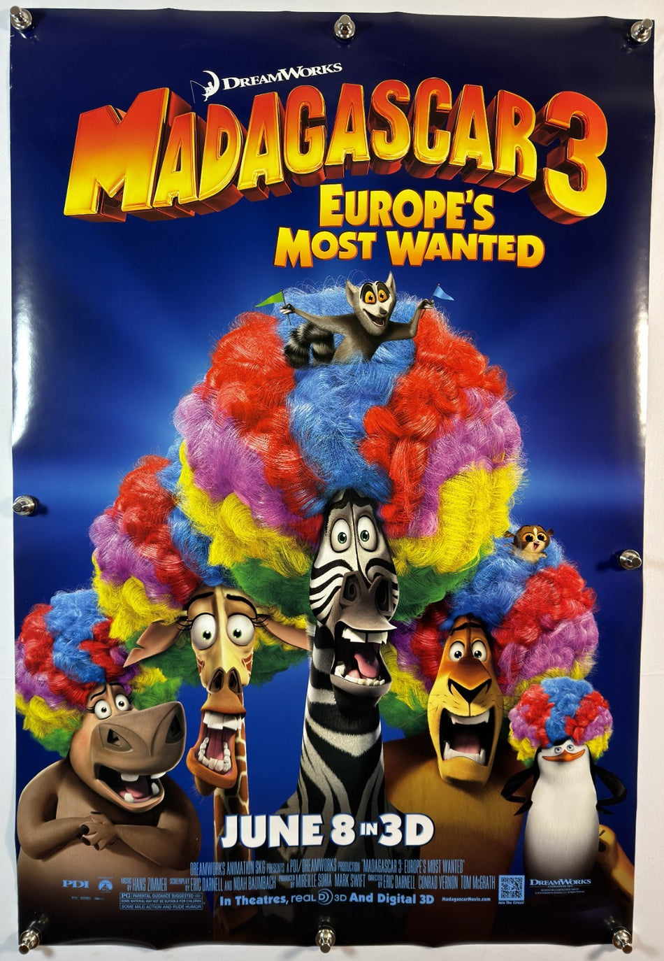 Madagascar 3: Europe’s Most Wanted 2012 Original Movie Poster 27x40 DS Rolled **Style A** - Joe's Geek VLT