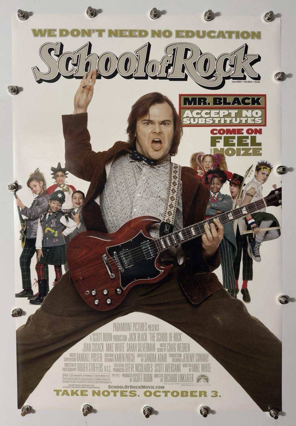 School of Rock 2003 Original Movie Poster 27x40 DS Rolled Jack Black - Joe's Geek VLT