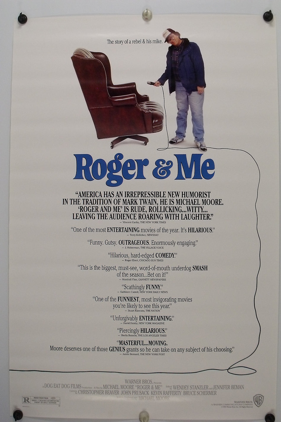 ROGER & ME 1989 Original Movie Poster 27x41 DS Rolled Michael Moore - Joe's Geek VLT