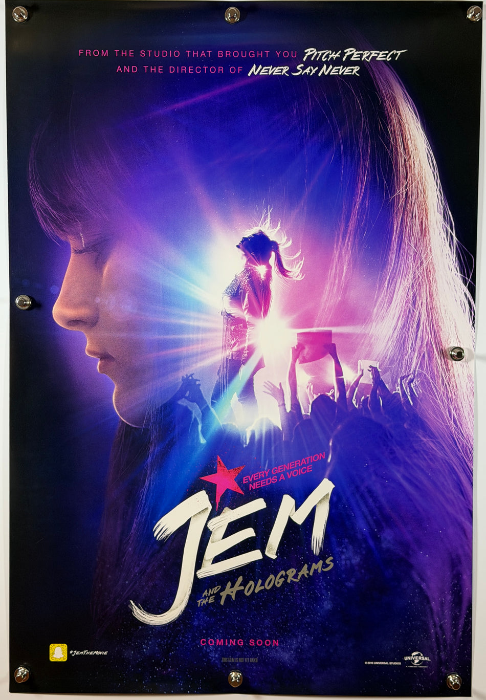 JEM AND THE HOLOGRAMS 2015 Original Advance Movie Poster 27 x 40 DS Aubrey Peeples