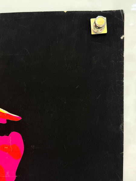 Vintage 1970s Cocorico Graphics "Flaming Love" Blacklight Poster Warren Dillon Flocked 22x30